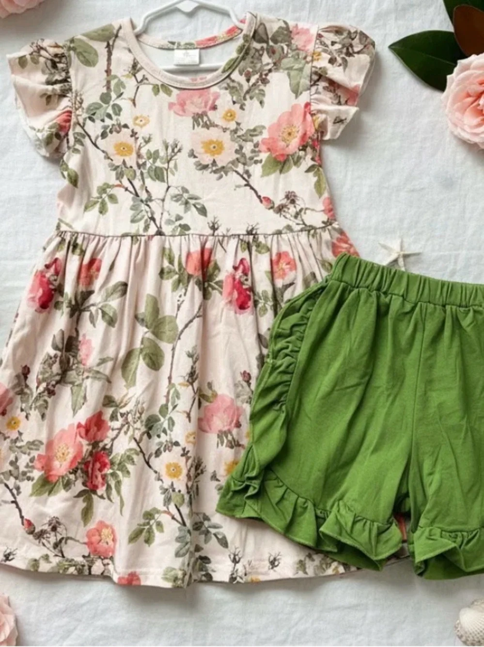 Girls Green Ruffle Shorts - Classic Kids Bottoms
